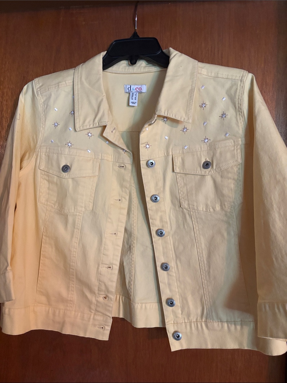 Denim & Co large yellow denim jacket